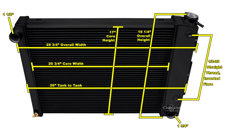 CC337B-BLK 3 Row Black 21" wide core