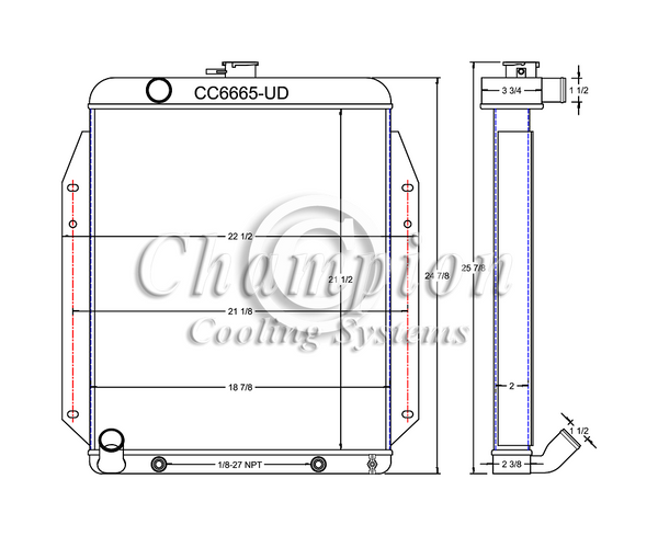 CC6665-UD 3 Row Drivers side Inlet