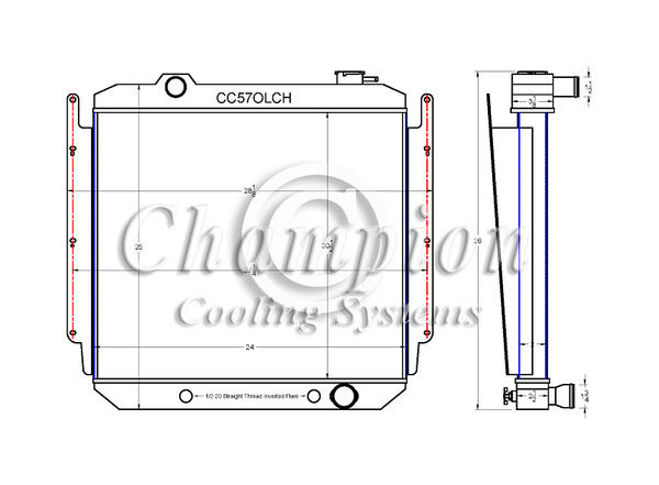 CC57OLCH 3 Row Chevy Motor