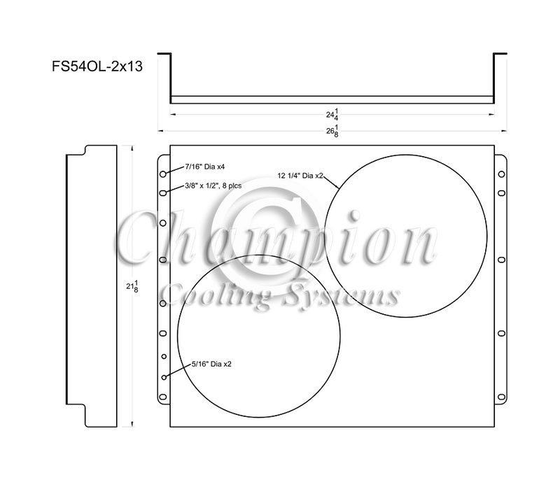 54OLFS12C Shroud + SPAL-1522x2 <br> Medium Profile Fans