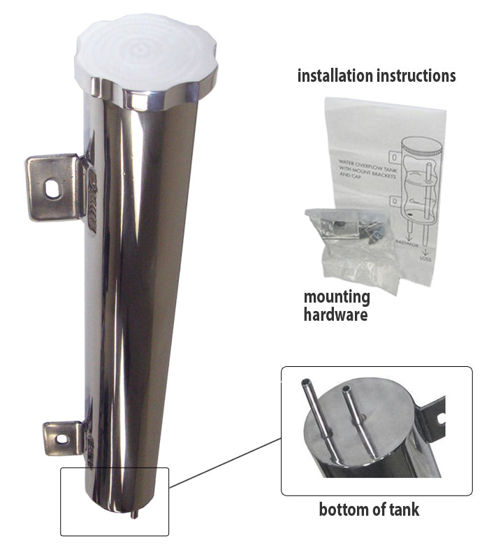 Polished Aluminum Overflow Tank 2 Inch by 10 Inch